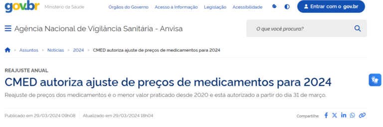 Read more about the article CMED autoriza ajuste de preços de medicamentos para 2024