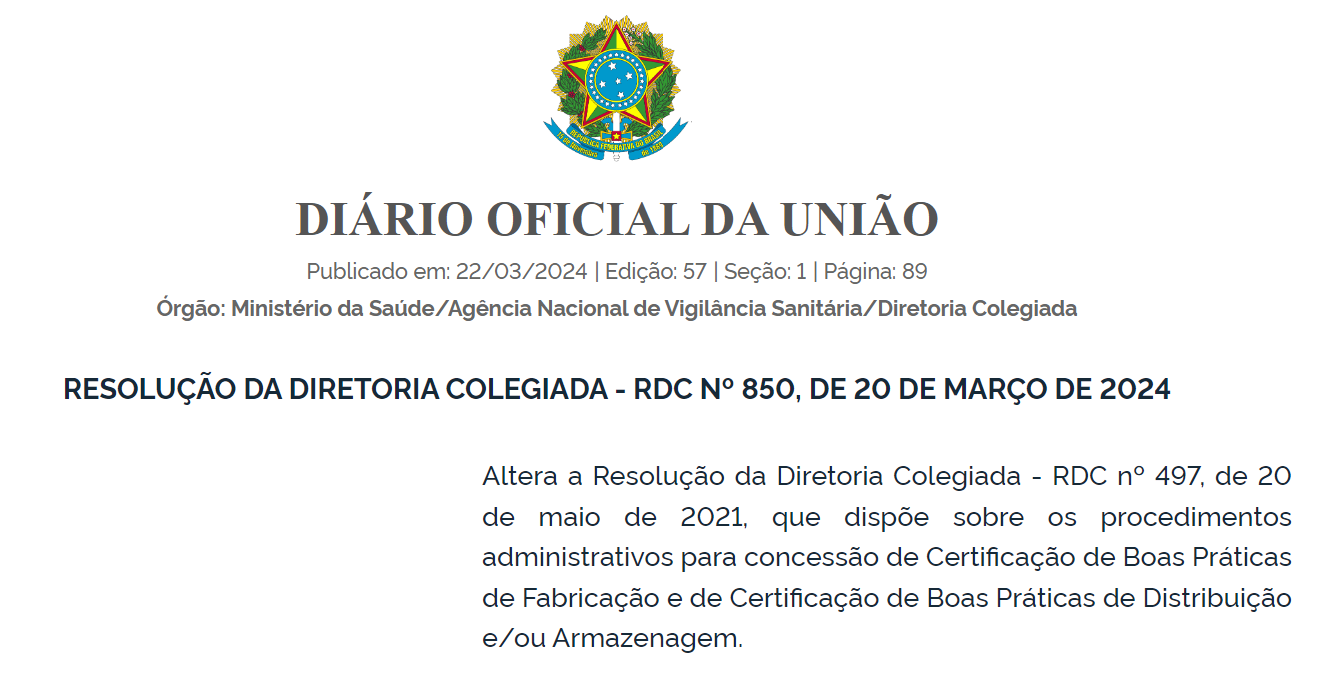 You are currently viewing Anvisa amplia para quatro anos prazo de validade do Certificado de Boas Práticas de Fabricação